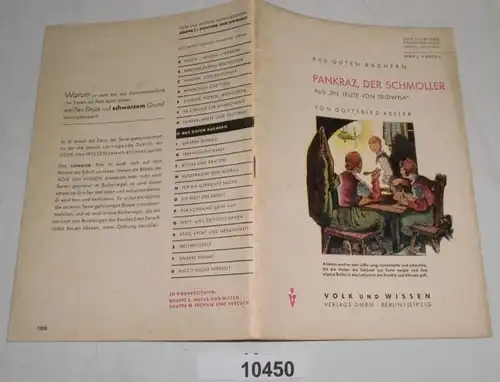 Pankraz, der Schmoller - Aus "Die Leute von Seldwyla" (Volk und Wissen Sammelbücherei Dichtung und Wahrheit, Serie H, Ba