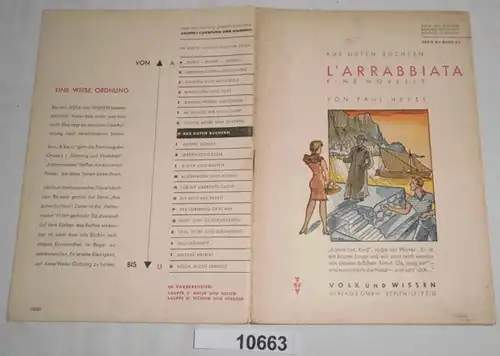 Aus guten Büchern: L' Arrabbiat (Eine Novelle) - Volk und Wissen Sammelbücherei, Dichtung und Wahrheit Serie H Band 23