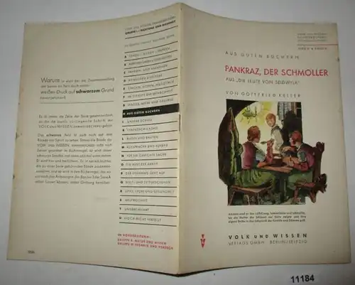 Aus guten Büchern: Pankraz, der Schmoller - Aus "Die Leute von Seldwyla" (Volk und Wissen Sammelbücherei Dichtung und Wa