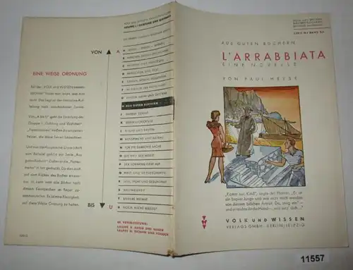 Aus guten Büchern: L'Arrabbiata (Eine Novelle) - Volk und Wissen Sammelbücherei, Dichtung und Wahrheit Serie H Band 23