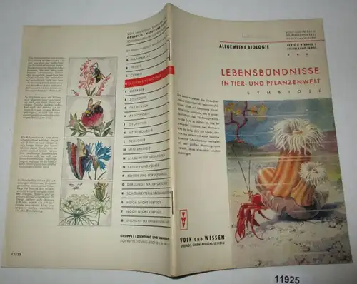 Allgemeine Biologie: Lebensbündnisse in Tier- und Pflanzenwelt, Symbiose - Volk und Wissen Sammelbücherei, Natur und Wis