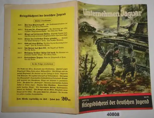 Livre de guerre de la jeunesse allemande Revue 8: Entreprise Jaguar - Les actes de l'arme blindée en Pologne