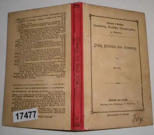 Prinz Friedrich von Homburg - Ein Schauspiel von Heinrich von Kleist (Sammlung Deutscher Schulausgaben 41. Lieferung)