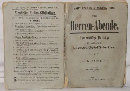 Humoristische Vorträge für geschlossene Herren-Gesellschaften