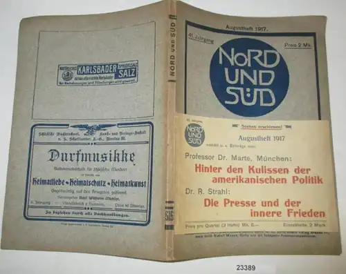 Nord et Sud - Une revue mensuelle allemande 41e année du cahier d'août 1917