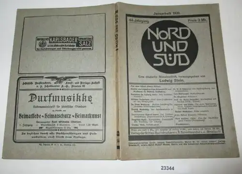 Nord et Sud - Une revue mensuelle allemande 44e année - feuille de janvier 1920