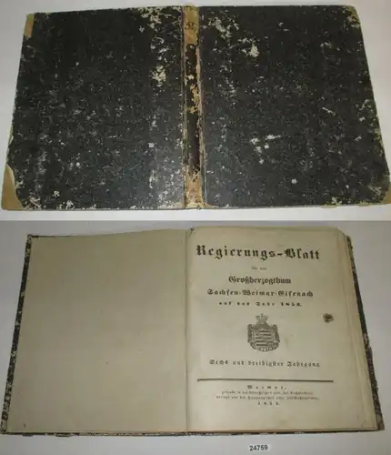 La feuille du gouvernement pour le Grand-Duc Saxe-Weimar-Eisenach à l'année 1852