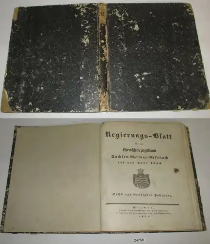 Regierungs-Blatt für das Großherzogthum Sachsen-Weimar-Eisenach auf das Jahr 1852