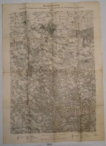 Karte: Manöverterrain der K.S. 2. Infanterie-Division No. 24 und der K.S. Kavallerie-Division 1885