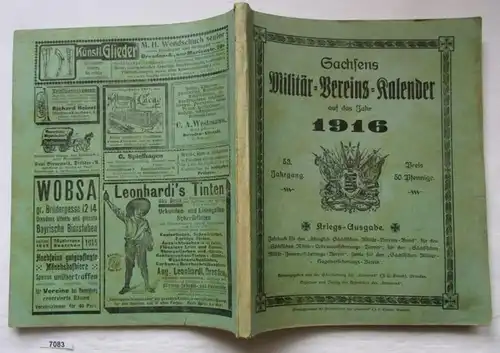 Saxe militaire club calendriers sur l'année 1916