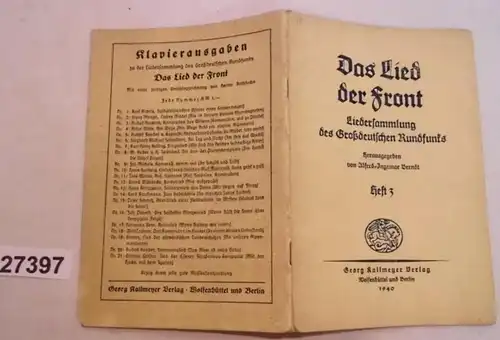 Das Lied der Front - Liedersammlung des Großdeutschen Rundfunks, Heft 3