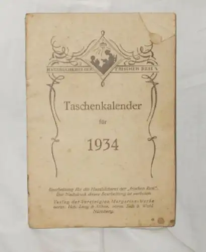 Calendrier de poche pour 1934. .