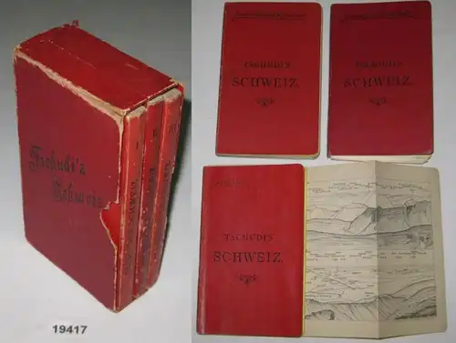 Tschudi's Suisse: Le touriste en Suisse et les gardes-frontières - Livre des sacs de voyage, 3 volumes dans le schuber