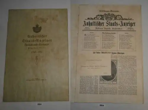 Anhalt Anzeiger Staats-Anzeiger Jubilé-Édition - Dessau, le 21 mai 1913 - 1763-1913