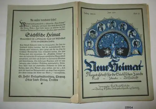 Die neue Heimat - Monatsschrift für die Sächsischen Lande (Kunst-Literatur-Wissenschaft), Heft 12 Juni 1920