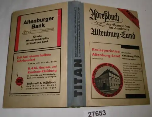 Adreßbuch der Gemeinden im Landkreis Altenburg-Land enthaltend 182 Gemeinden