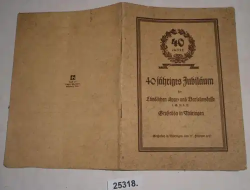 40e anniversaire de la Caisse d'épargne et de prêt rurale de Grossröda en Thuringe (27 février 1937)