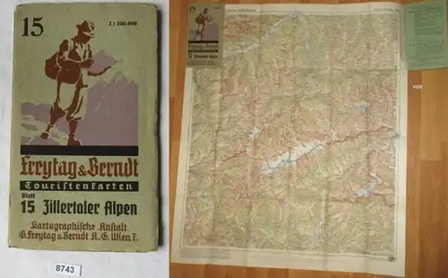 Freytag & Berndt Touristenkarten, Blatt 15: Zillertaler Alpen. Maßstab 1 : 100.000. Stand vom Juli 1938.
