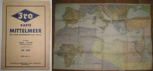 JRO- Karte Mittelmeer Nr. 825, mit kleiner Kartenabbildung  Deutsche Kolonien in Afrika
