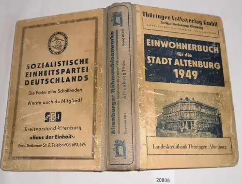 Livre d'habitants pour la ville d 'Altenburg 1949