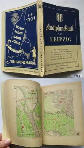 Stadtplan-Buch von Leipzig mit Straßenverzeichnis und Angabe der Post-, Verwaltungs- und Volkspolizeibezirke, sowie der