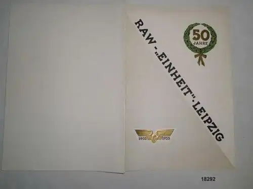 Jubiläumsschrift zum 50-jährigen Bestehen des RAW (Reichsbahnausbesserungswerk) "Einheit" Leipzig am 5. Dezember 1955