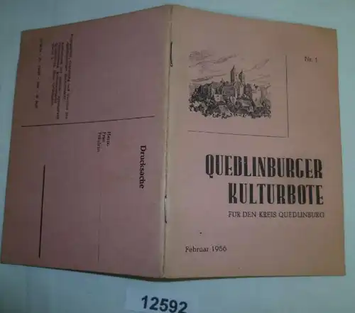 Quedlinburger Kulturbote pour le Kreis Quedlinbourg - N° 1 Février 1956