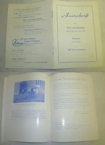 Festschrift zum Schul- und Heimatfest von 31. Mai bis 3.  Juni 1974 in Wiederau Kreis Rochlitz - 800 Jahre Wiederau