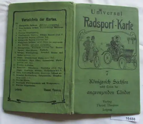 Universal Radsport-Karte 7 Königreich Sachsen nebst Teilen der angrenzenden Länder