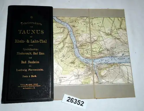 Carte touristique du Taunus avec les cartes spéciales Rhin- & Lahn-Thal et Labst: Niederwald, Bad Ems et Bad Nauheim