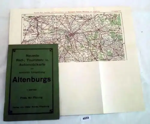 Dernière carte cyclable, touristique et automobile de la région d'Altenburg