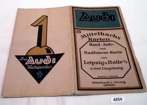 Mittelbachs Karten  Hand- Auto- und Radfahrer-Karte von Leipzig u. Halle u. weit. Umgebung
