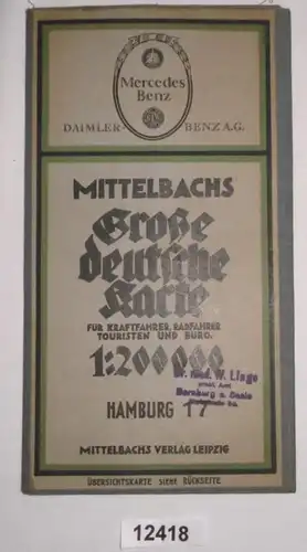 Mittelbachs Große deutsche Karte für Kraftfahrer, Radfahrer, Touristen und Büro Nr. 17 - Hamburg
