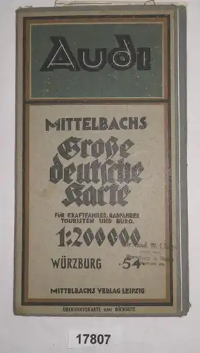 Mittelbachs Grande carte allemande pour les conducteurs, les cyclistes, touristes et bureau n° 54 - Würzburg