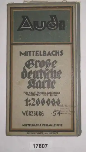 Mittelbachs Große deutsche Karte für Kraftfahrer, Radfahrer, Touristen und Büro Nr. 54 - Würzburg