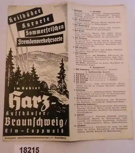 Heilbäder Kurorte Sommerfrischen Fremdenverkehrsorte im Gebiet Harz- Kyffhäuser / Braunschweig / Elm-Lappwald