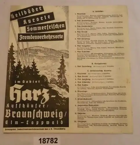 Heilbäder Kurorte Sommerfrischen Fremdenverkehrsorte im Gebiet Harz- Kyffhäuser / Braunschweig / Elm-Lappwald