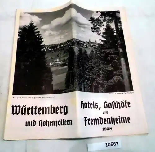 Württemberg und Hohenzollern - Hotels, Gasthöfe und Fremdenheime 1938