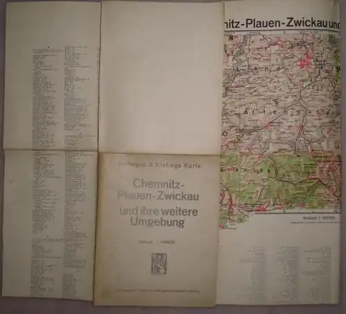 Velhagen & Klasings Carte / Chemnitz-Plauen-Zwickau et ses environs