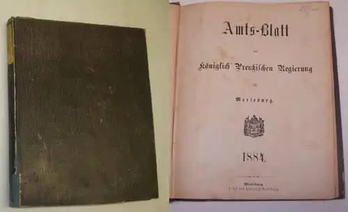 La feuille officielle du gouvernement royal de la Prusse à Merseburg 1884
