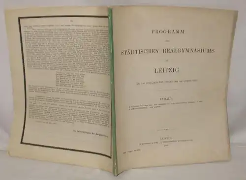 Programme du lycée municipal de Leipzig pour l'année scolaire de Pâques 1891 à PÂques 1992