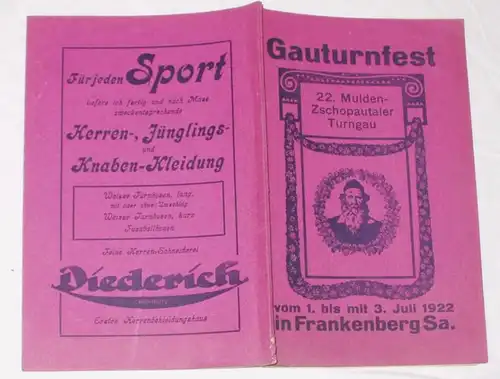 Festschrift zum 26. Gauturnfest des 22. Mulden-Zschopautaler Turngaues in Frankenberg vom 1. Bis 3. Juli 1922