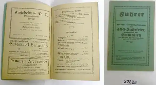 Guide des événements de la fête de 400 ans liée à la célébration de domicile de l'Oberwiesenthal 13-15 août 1927