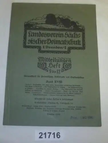 Landesverein Sächsischer Landsatzütte Dresde: Communications Bulletin 9 à 12 Volume XVIII