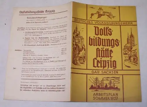 Volksbildungsstätte Leipzig Gau Sachsen Arbeitsplan Sommer 1937