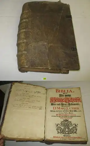 Biblia Voici les écrits sacrés gantze anciens et nouveaux testaments déguisés par D. Martin Luther