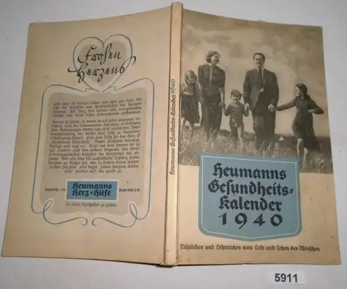 Calendrier de santé de Heumann 1940 - Un enseignement utile et instructif de la vie humaine; 17e année