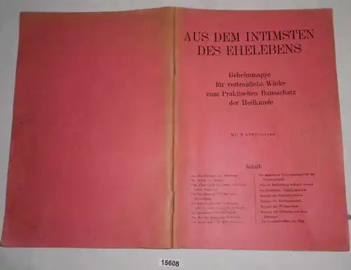 Du plus intime de la vie conjugale, dossier secret pour Winke confidentiel au trésor pratique de l'art de guérir