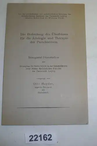 L'importance de la morsure pour l'épidémiologie et la thérapie des paradentoses, thèse Inaugural pour obtenir la D