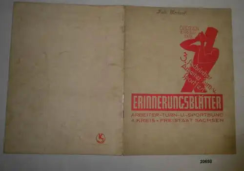 Bulletins de souvenirs 3e tour ouvrier saxon et Fête des sports Dresde 20-22 juillet 1928